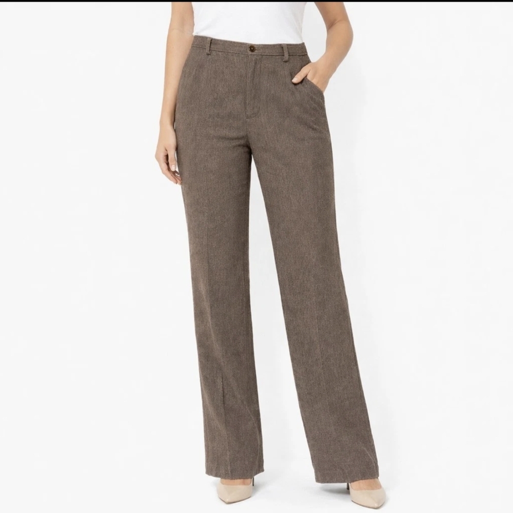 Tristan & Iseut Wool Pants Size (2) XS Brown Wide Leg High Rise Lined 90's